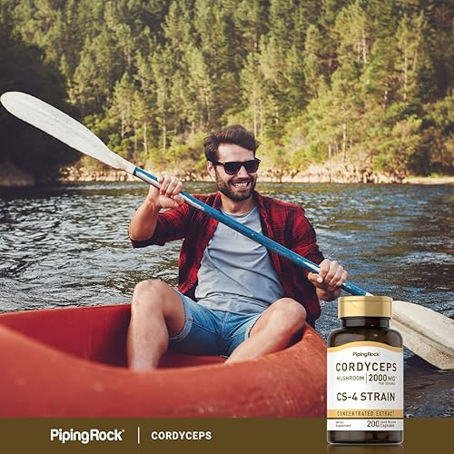 Miniatura 6 de Piping Rock Cordyceps - Cápsulas de hongos de 2000 mg | 200 unidades | cepa CS-4 | Extracto concentrado | Suplemento de hierbas | Sin OMG, sin gluten