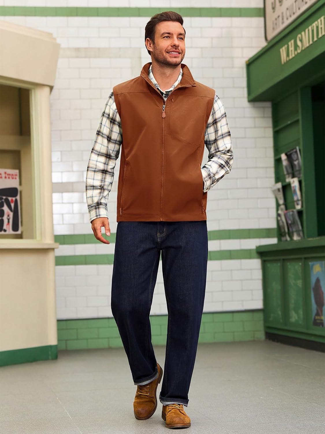 Yousify Mens Waterproof Softshell Vest Full Zip Sleeveless Jacket Lightweight Fleece Outerwear for Cycling Hiking Outdoor - Image 6