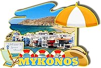 Vista 1 de Mykonos Grecia - Imán de madera 3D para nevera, viajes, coleccionables, recuerdos, decoración, manualidades hechas a mano