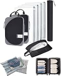 BAGSMART Packing Cubes for Suitcases, 8 Set Suitcase Organizer Bags Set & Vacuum Storage Bags for Travel, Baby Pink, Variety Pack
