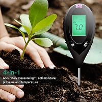 SONKIR 4 az 1-ben Digitális Talajmérő - Nedvesség, pH, Hőmérséklet és Fény Teszter Növénygondozáshoz, Kertészkedéshez, Elemmel (Fekete) 3
