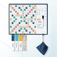 Vista 2 de WS Game Company Scrabble 2-in-1 Message Board Edition, Wall-Mounted, Magnetic Wood Tiles, Dry-Erase Surface, Room Decor & Board Game for 2-4