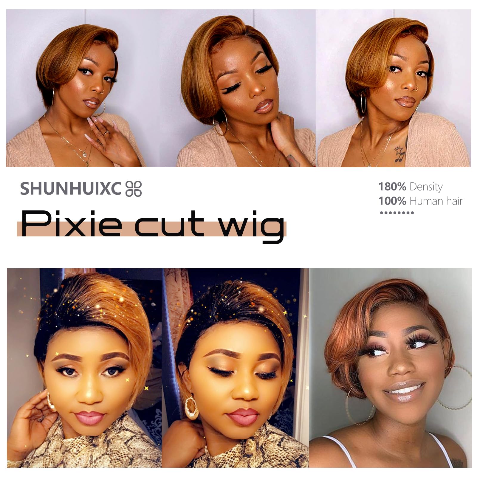 Amazon.com : SHUNHUIXC Pixie Cut Wig Human Hair 13x4 Lace  display picture 1