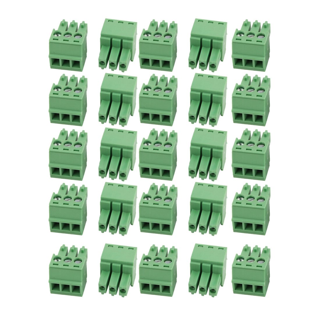 Sourcing Map 25Stk LC1 PCB Klemmenblock - 3P 3,5mm 8A AC300V