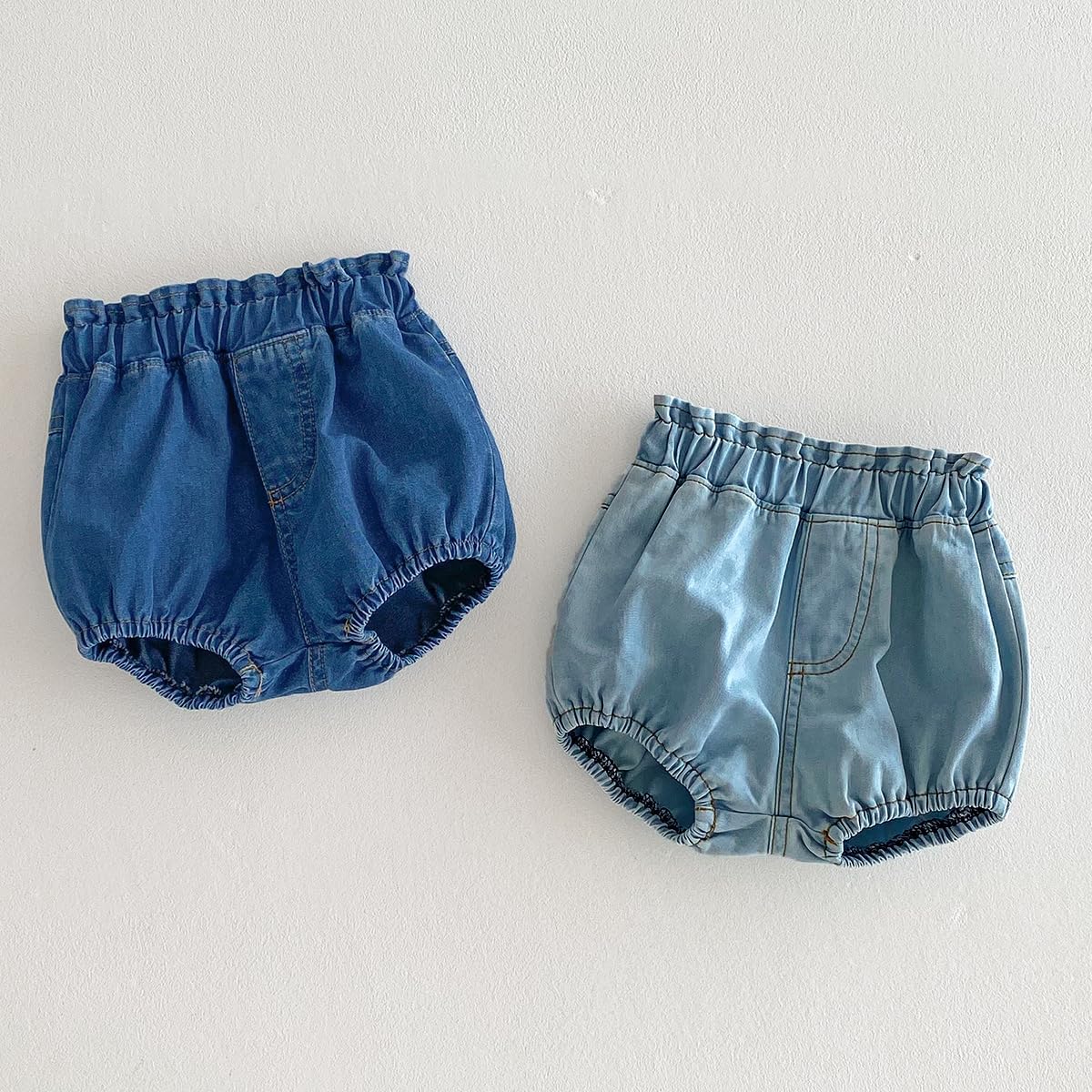 Colorful Childhood Toddler Denim Bloomers Shorts Baby Girls Boys Loose Harem Shorts 2pcs - Image 5