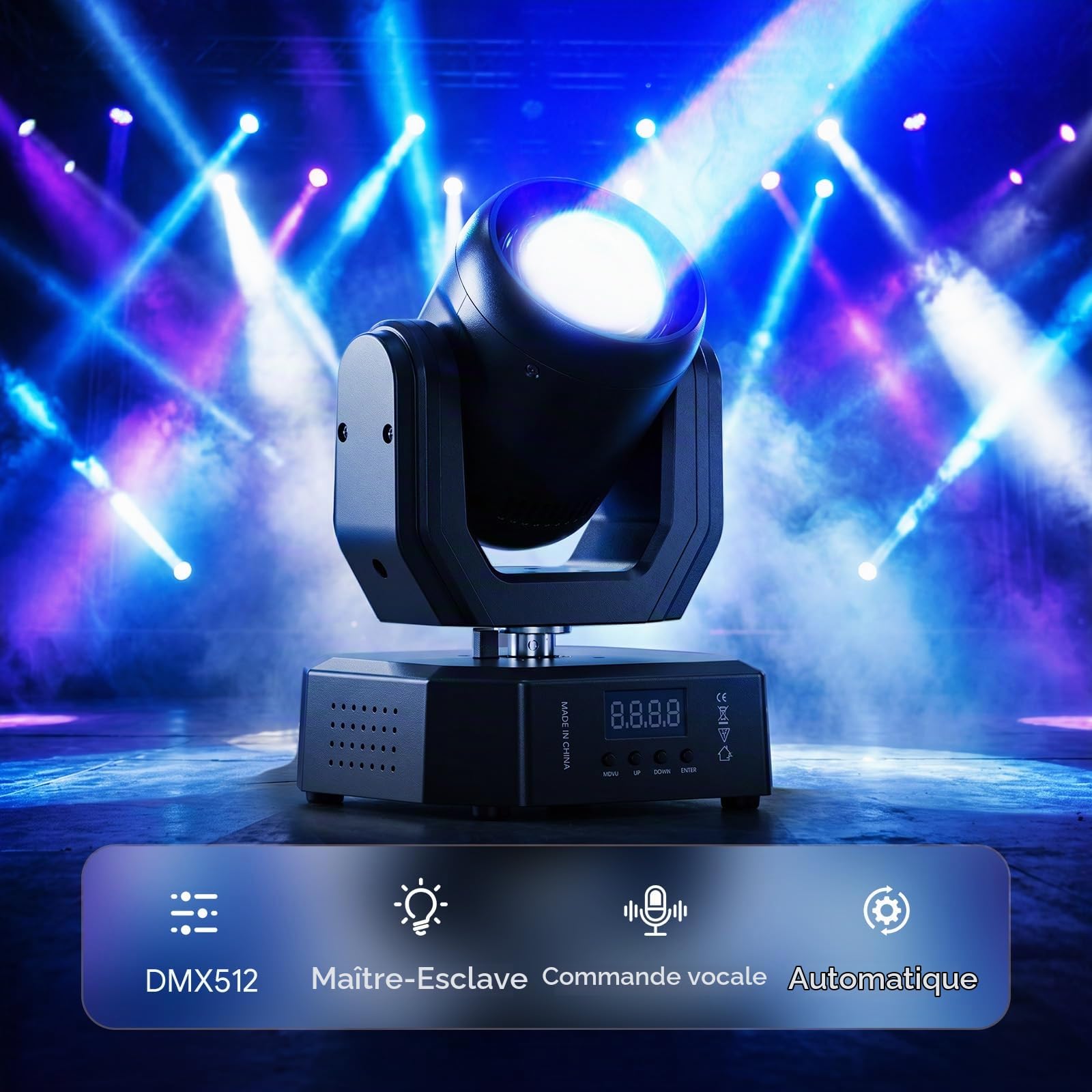 2 pièces Lyre LED 30W Mini Beam Jeux de Lumiere RGBW lumière de scène avec Télécommande 5 modes commande Stroboscopique DMX512 pour Disco DJ Club Fête Bar