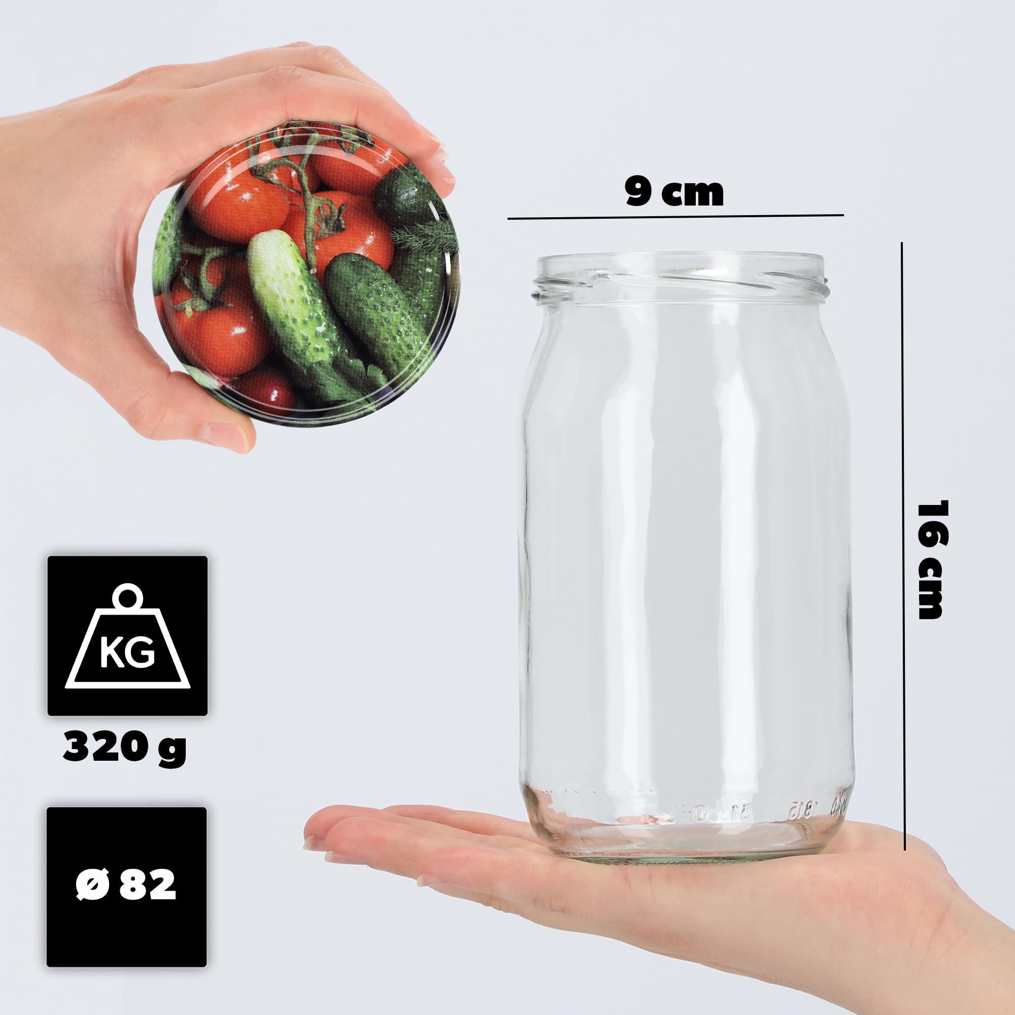 KADAX 48 vasetti da 760 ml con tappo a vite fi82 mm, per conservare, conservare e preparare i pasti – Barattoli ermetici Twist-off (verdure, 48 pezzi)