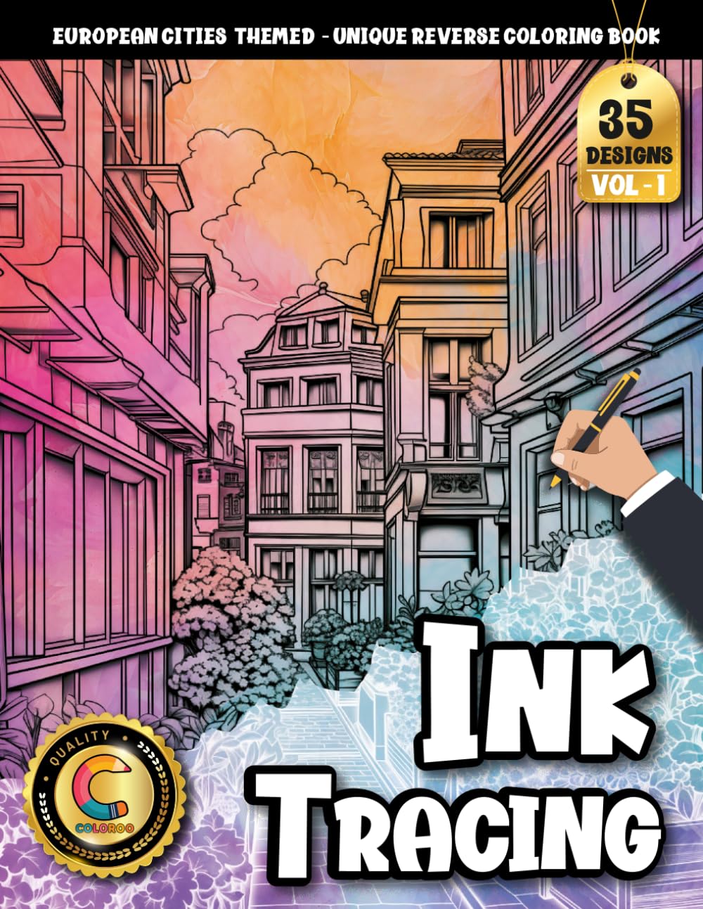 COLOROO Ink Tracing Book: European Cityscapes for Relaxation and Creative Escape: Tracing coloring book adult for quiet moments | Calm your mind with ... linework (European City Tracing Series)