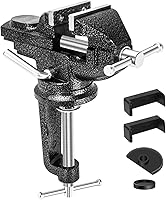 Wiselifetech 3 Inch Heavy Duty Bench Vise with 360° Swivel Base & Anvil - Clamp-On Table Vise for Woodworking, Metalworking, DIY