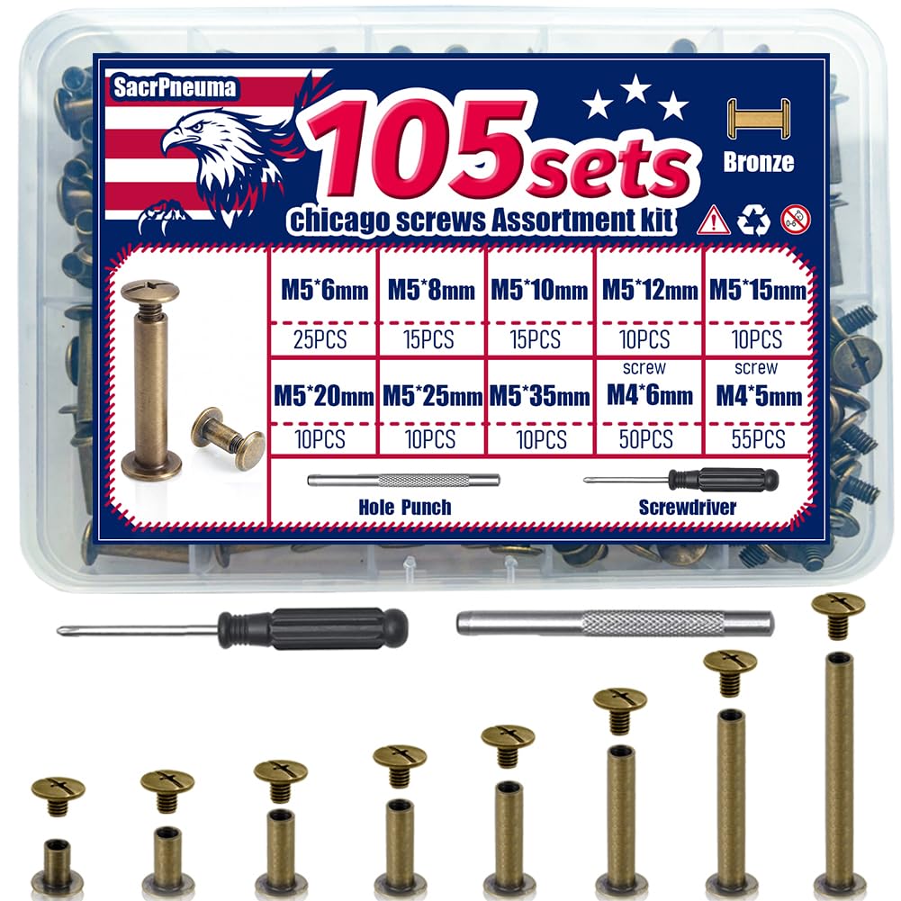 Chicago Screws for Leather - 135 Sets -23 Chicago Screws for Leather - 135 Sets -23