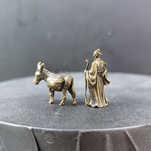 Miniatura 5 de Figura negra hecha a mano creativa de cobre viejo y burro, figura de animal interesante de latón, escultura de estatua en miniatura, escultura de