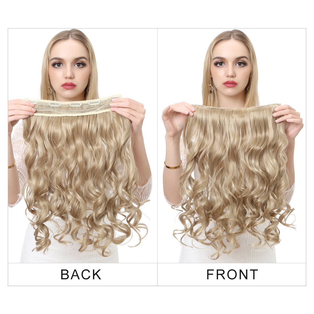 SARLA 20" Wave 1Pc 3/4 Full Head Clip In Hair Extension Synthetic Hair Extensions Japan Heat Resistant Fiber 50 Colors Available 888 (M6PH613#)