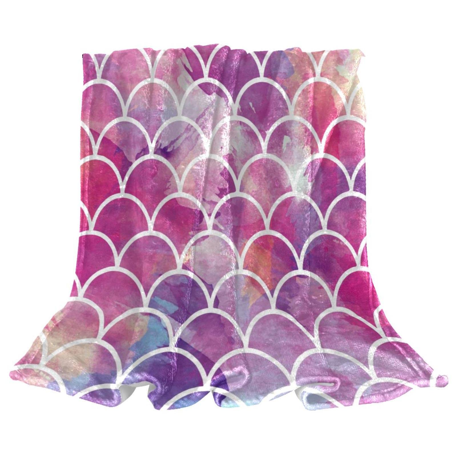 Plaid canapé rose mosaïque aquarelle pour vos soirées cocooning et lecture