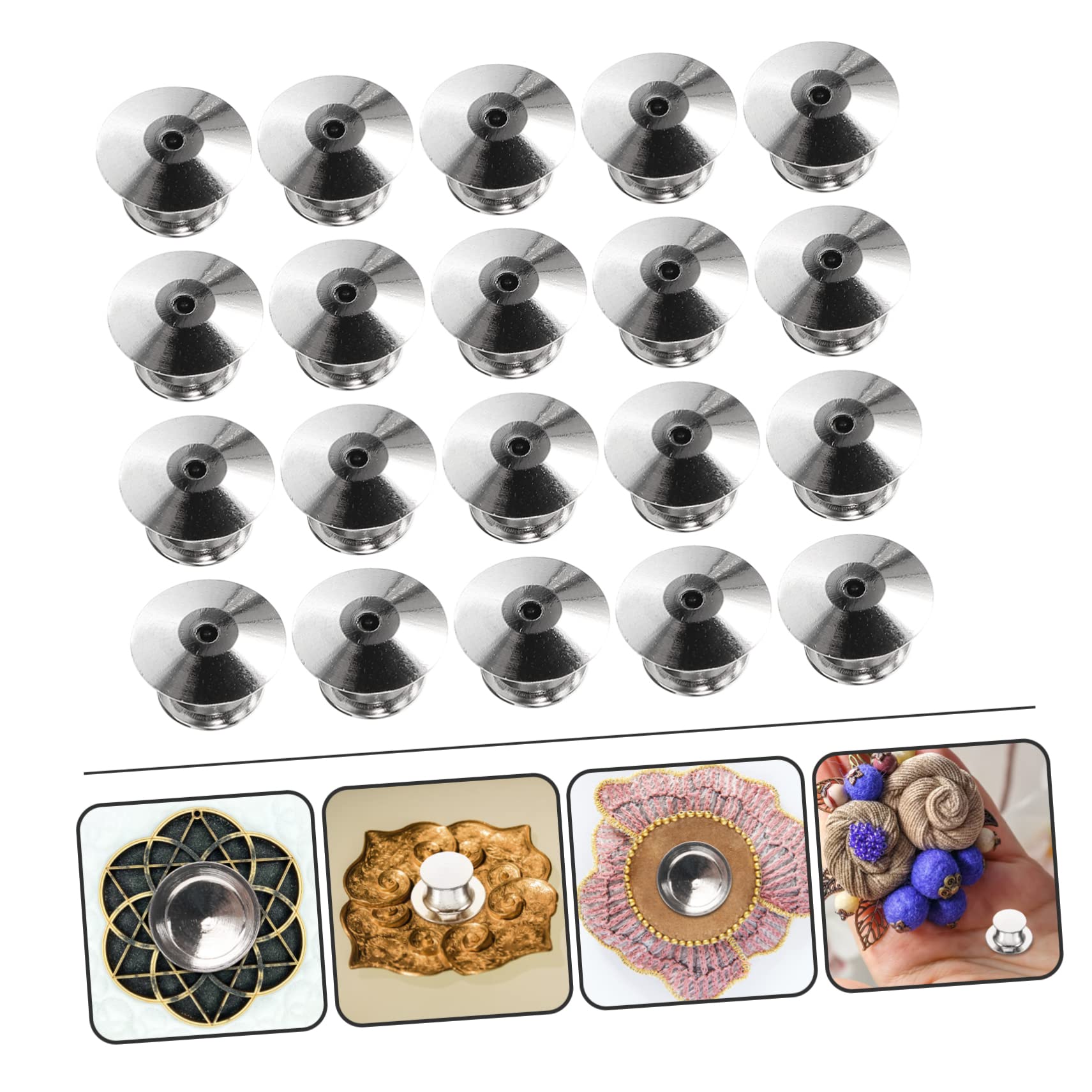 SHINEOFI 100 Piezas Hebilla Plana Espaldas De Solapa Esmaltadas Pin De Solapa Pasador De Bloqueo Broche De Respaldo Pasadores Multiusos Cerraduras De Pasador De Motorista Silver Cobre