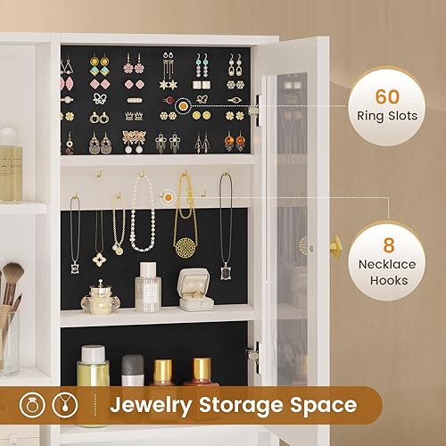 Miniatura 4 de BTHFST Tocador de maquillaje con taburete tapizado y estación de carga, escritorio con espejo y luces, juego de mesa de tocador con almacenamiento