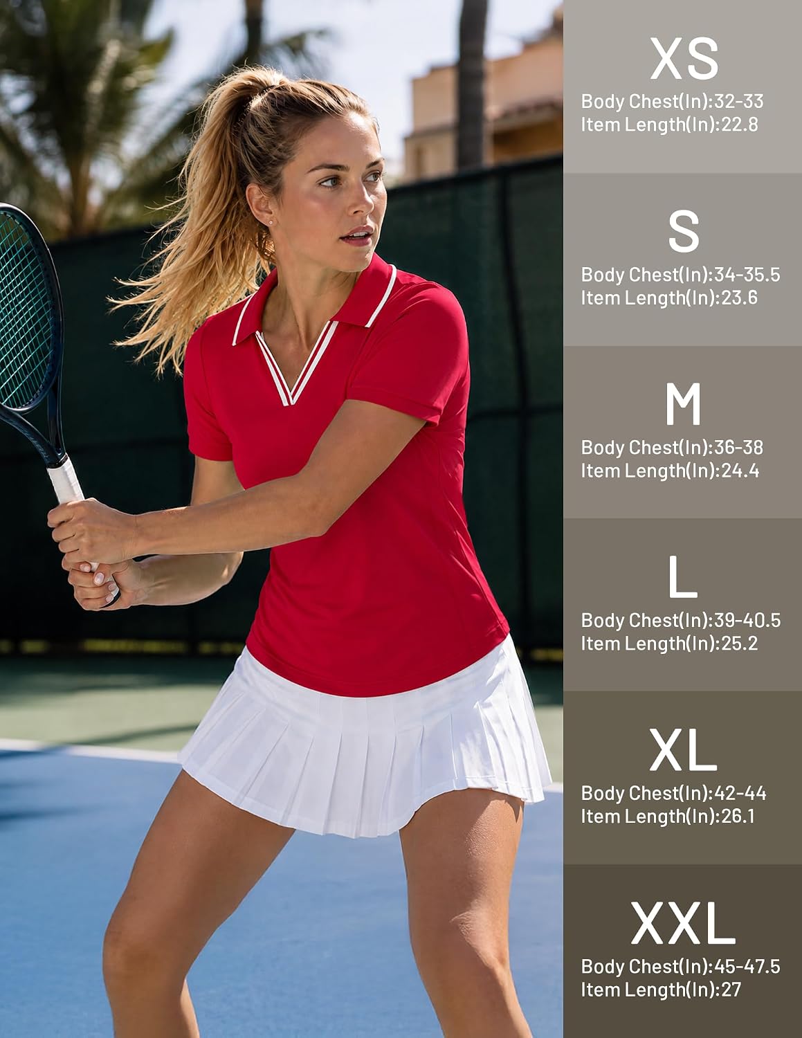 MIER Women's Golf Polo Shirts, V Neck UPF 50+ Dry Fit Tennis Tops