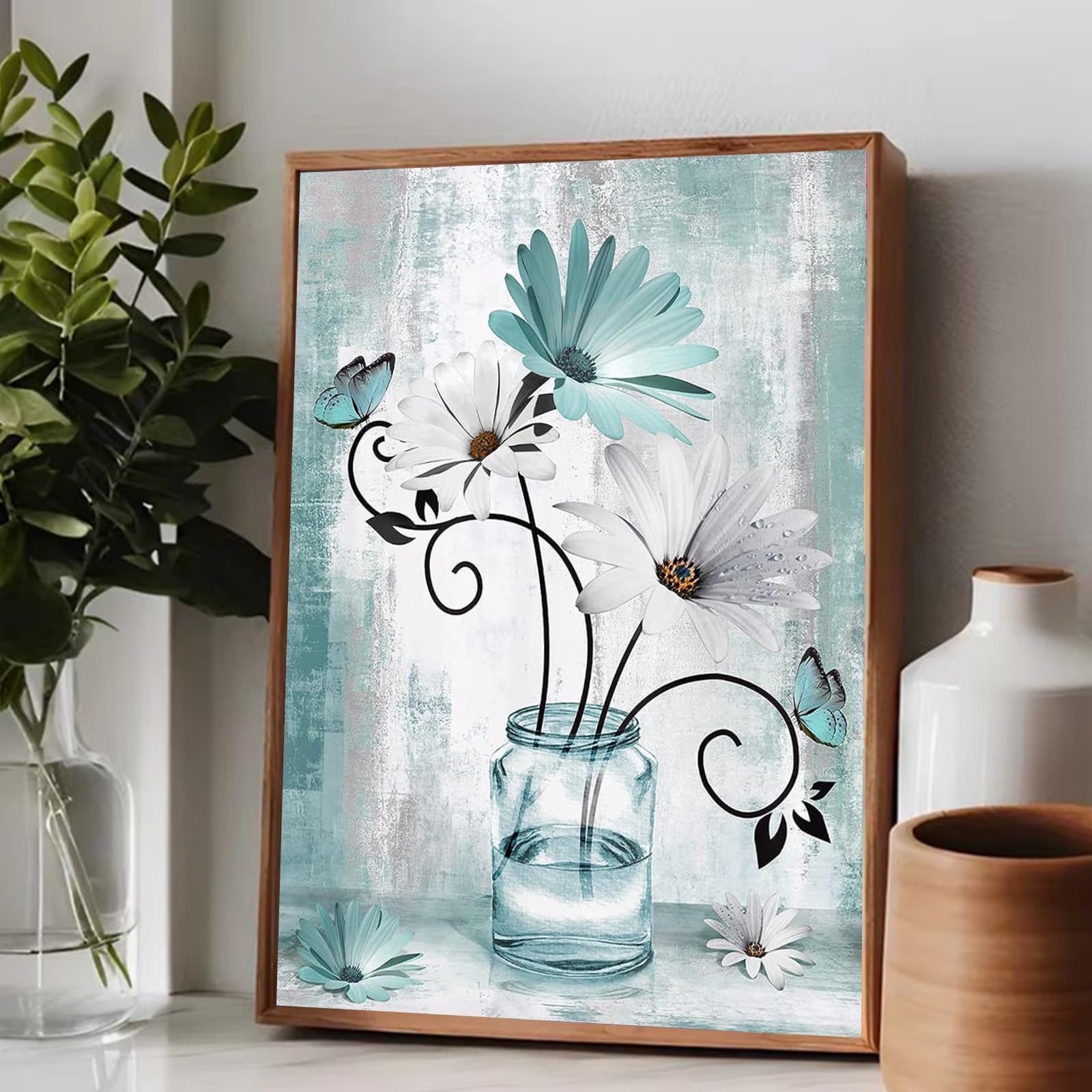 DIY Dipingere Con I Numeri Per Adulti E Bambini 40x50 Cm | Quadro Da Colorare Con Numeri Fiori | Pittura Ad Olio Per Principianti | Wowdecor Kit Pittura | Tela Prestampata Con Cornice Interna