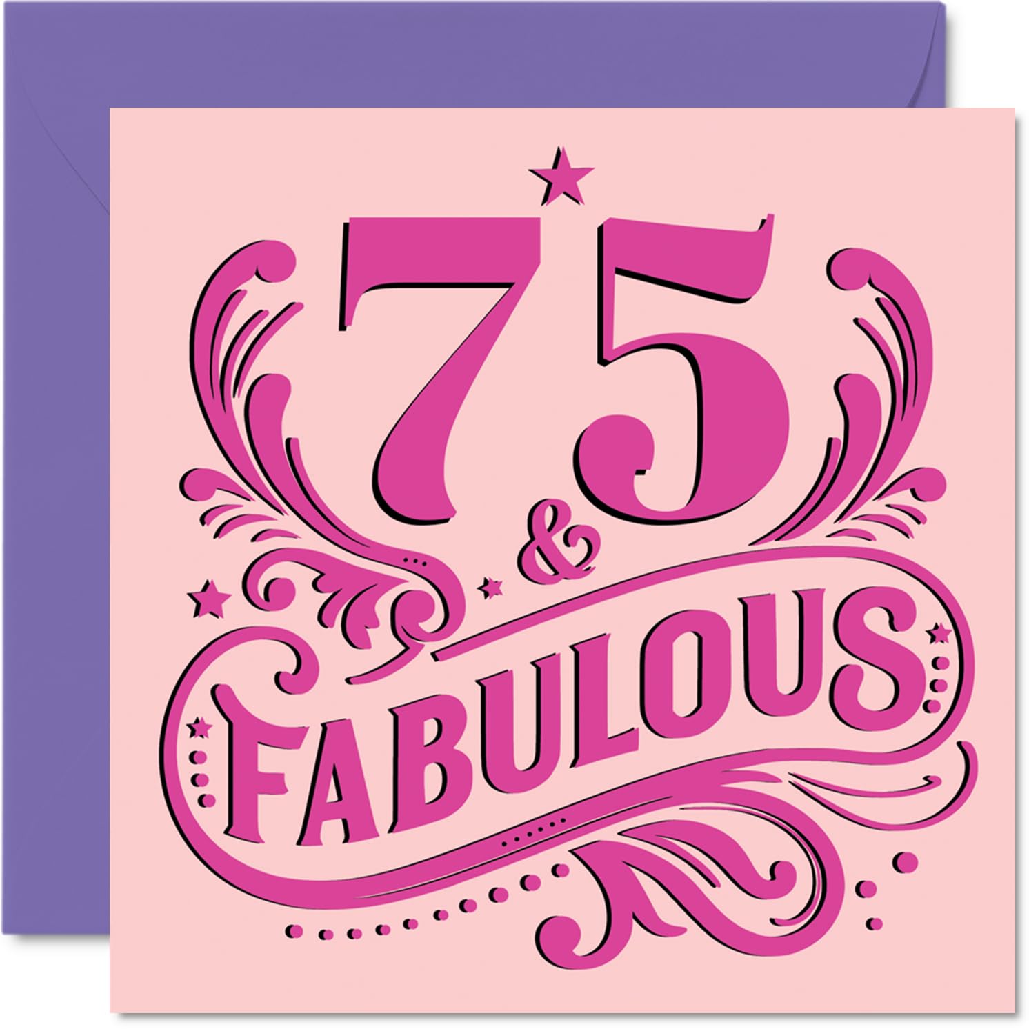 75th Birthday Cards for Women - Fabulous - Happy Birthday Card for 75 Year Old Woman Grandma Auntie Cousin Sister, 145mm Bday Greeting Cards