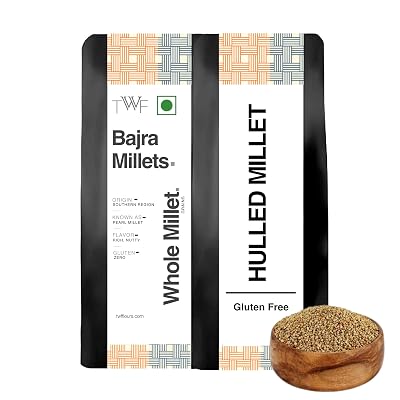 TWF Unpolished Bajra Whole Millet | 2 Kg |Bajri Grain | Desi Bajra | Sajje | Kambu | Pindi | Sajjalu | Pearl Millet | Hu