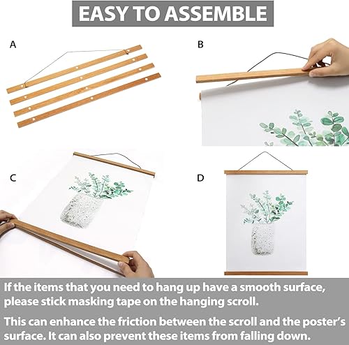 Miniatura 4 de Colgador magnético, marco de pósteres, teca natural, para fotos, imágenes, impresiones, mapas, pergaminos y obras de arte en lienzo. 24 x 36, 24 x