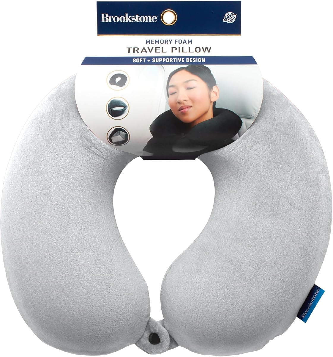 Brookstone Almohada de viaje para el cuello – Almohada de viaje ligera de espuma viscoelástica en forma de U para avión, viajes en coche y dormir, gris | Brookstone Almohada de viaje para el cuello Almohada ligera de espuma viscoelástica en forma de U