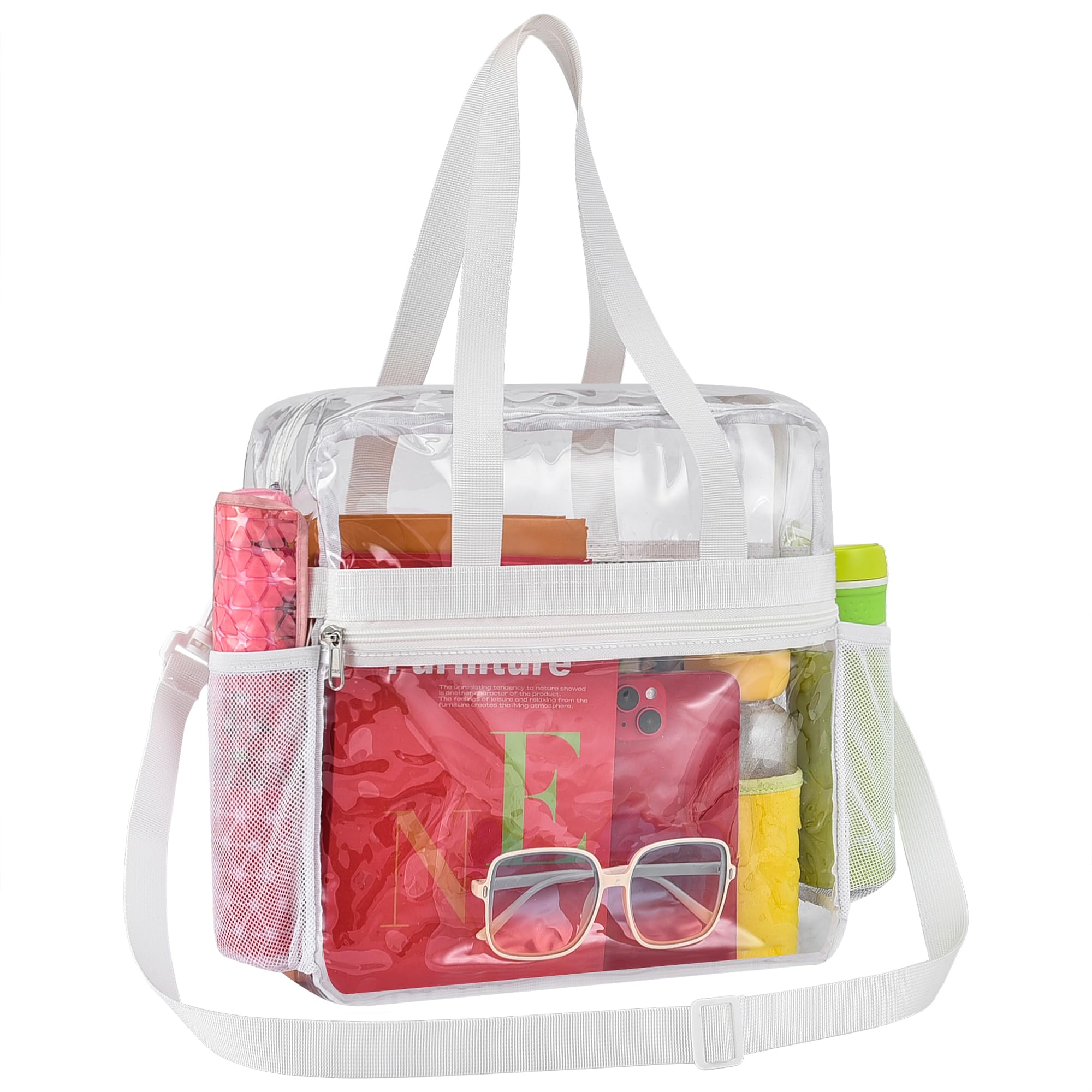 Paxiland Clear Tote Bag for Stadium Events, 12x6x12 Inches Stadium Approved