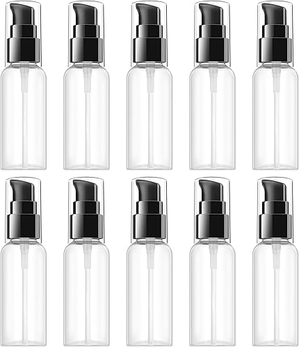 Miniatura 9 de VIDELLY 10 botellas con bomba de viaje para artículos de tocador, botellas pequeñas de 2 onzas, botella de viaje transparente, dispensador de