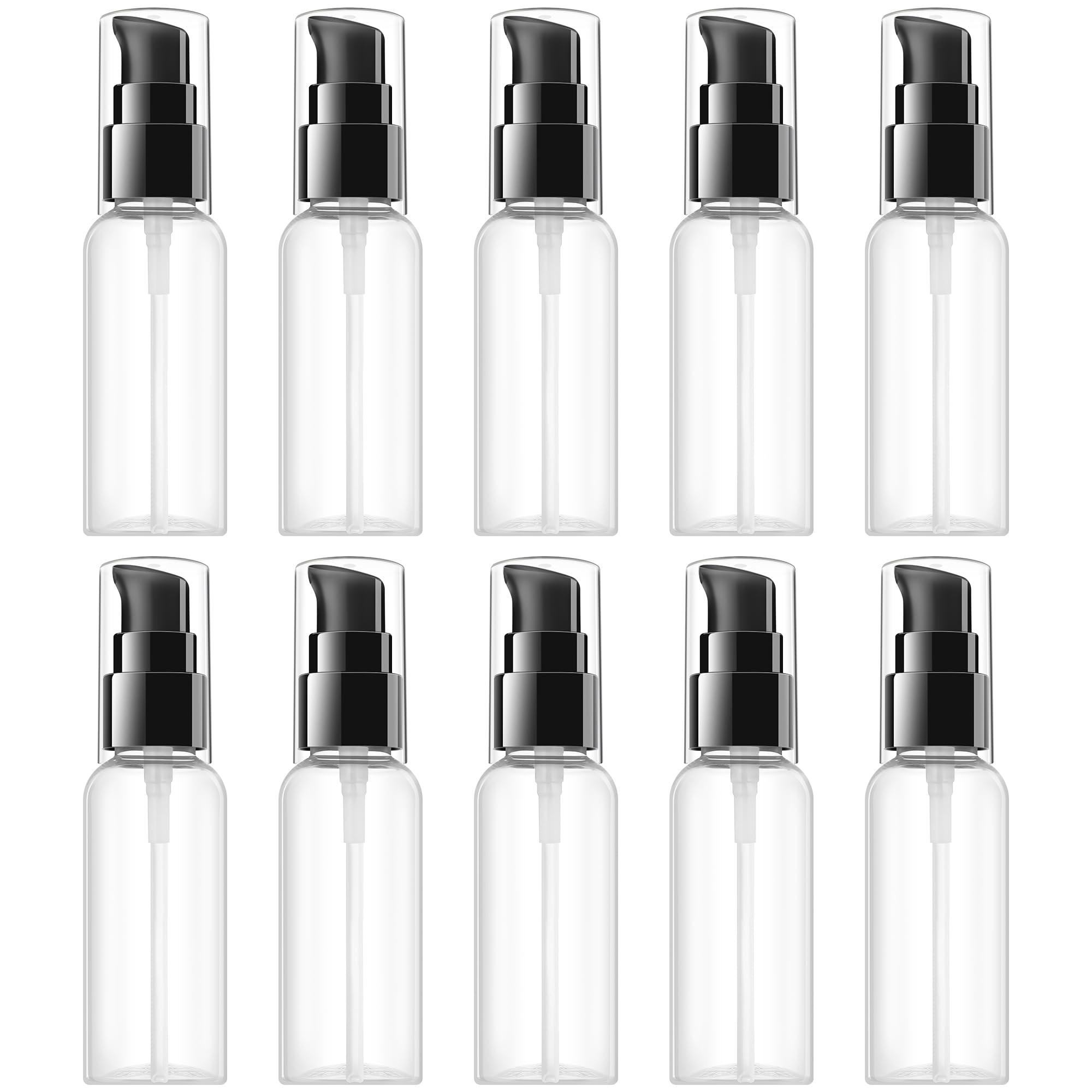 VIDELLY 10 Pieces Travel Pump Bottles for Toiletries 2oz Small Pump Bottles Clear Travel Bottle Plastic Empty Spray Bottle Dispenser With Black Cap For Lotion Cream Essential Oil(50ml,Clear)-image-44