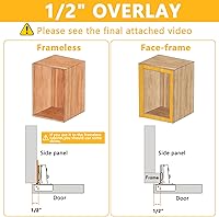 Vista 2 de Paquete de 2 bisagras de puerta de clóset de cierre suave para clóset de superposición parcial de 1,27 cm, ángulo de apertura de 100 grados