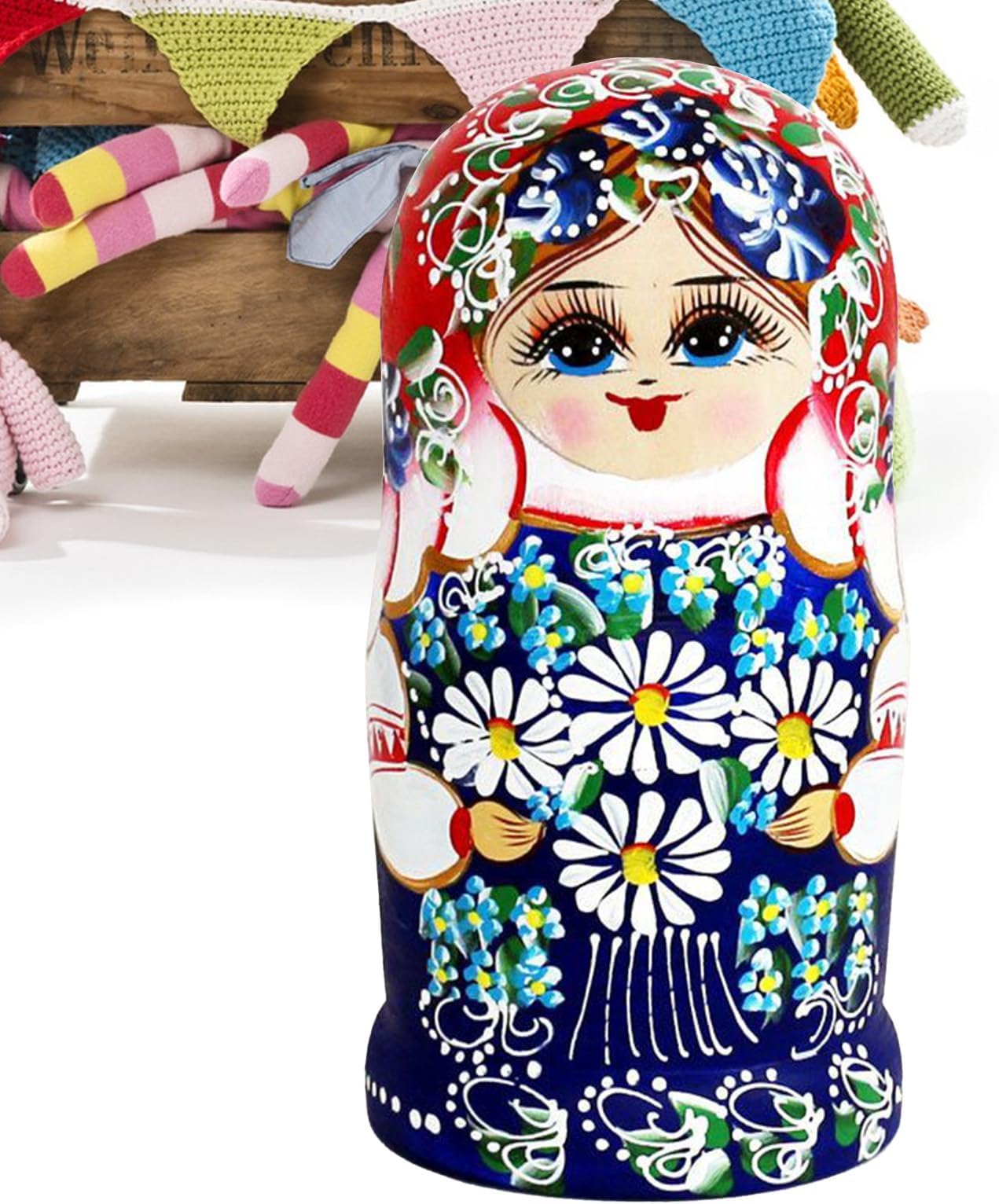 Russian Nesting Dolls for Kids | Wood Daisy Pattern Tabletop Decoration | Home Decor Nesting Doll | for Kids Teens Adults Collectors Students Art Lovers Birthday Holiday Office Playroom