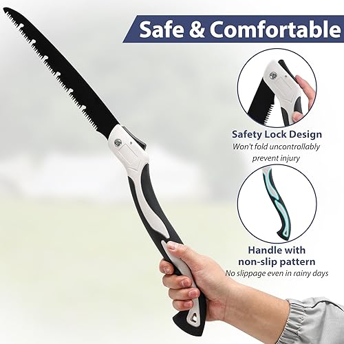 Miniatura 3 de Sierra de mano plegable, herramientas de poda de jardín, podadoras para podar árboles, cortador de ramas sedosas de 14 pulgadas para cortar madera,