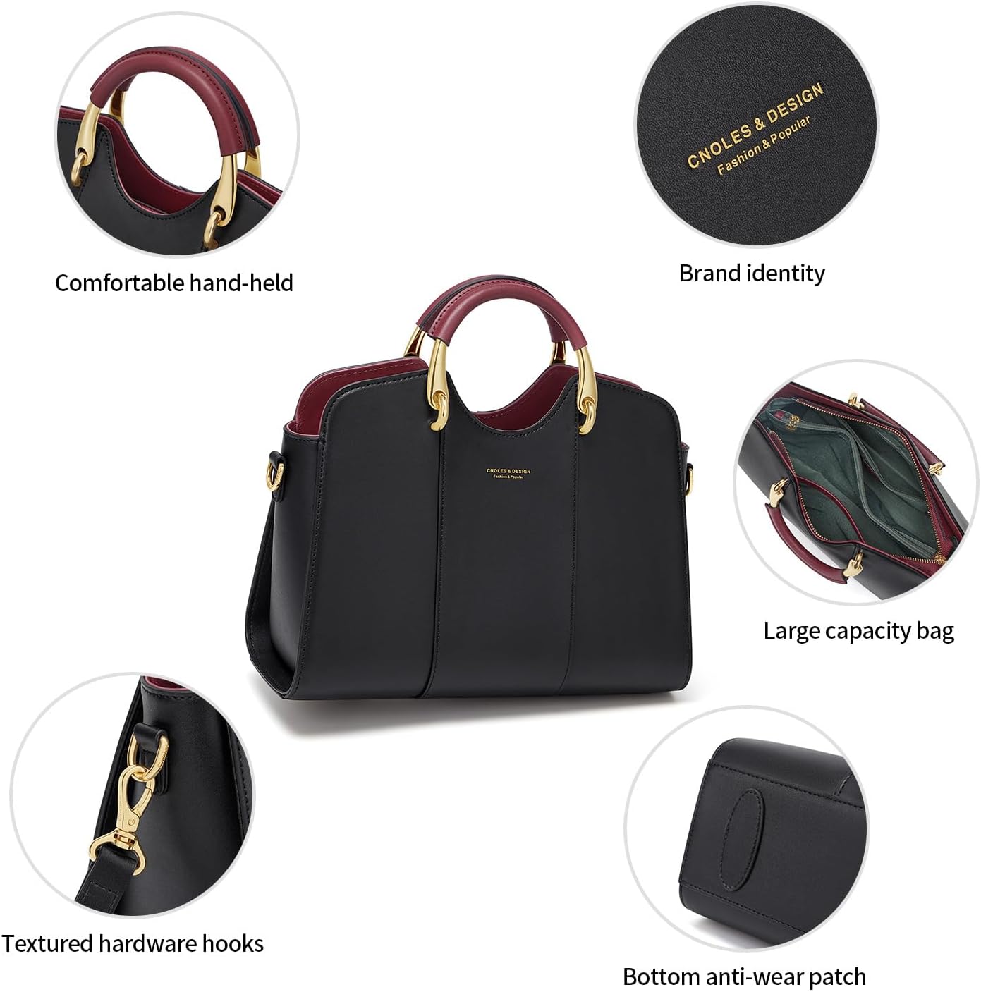 Cnoles Satchel Bag for Women Fashion Leather Ladies Top Handle Tote Shoulder Bag Purses and Handbags | Fanshion, Ladies, Purses - Image 5