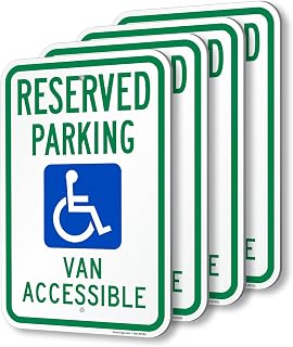 SmartSign (Pack of 4) 18 x 12 inch "Reserved Parking Van Accessible" Metal Sign, 120 mil Aluminum Composite (ACM), Engineer Grade Reflective Material, Blue/Green on White, Made in USA