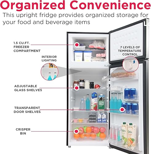 Miniatura 4 de Refrigerador Frigidaire de 2 puertas tamaño apartamento con congelador, 7.5 pies cúbicos, retro, plateado, Platinum