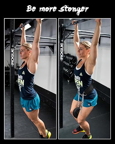 Miniatura 4 de Seektop Cinturón de inmersión con cadena para levantamiento de pesas, cinturón de neopreno para entrenamiento de gimnasio, dominadas, crossfit,