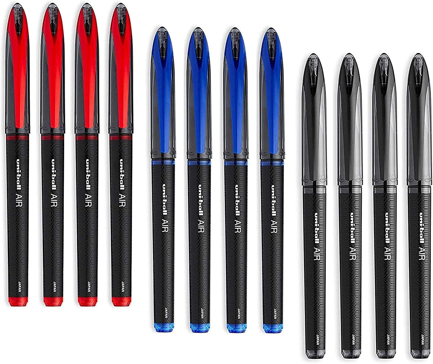 UniBall AIR Micro, 0.5mm Fine Rollerball, Black, Blue, and Red, Pack
