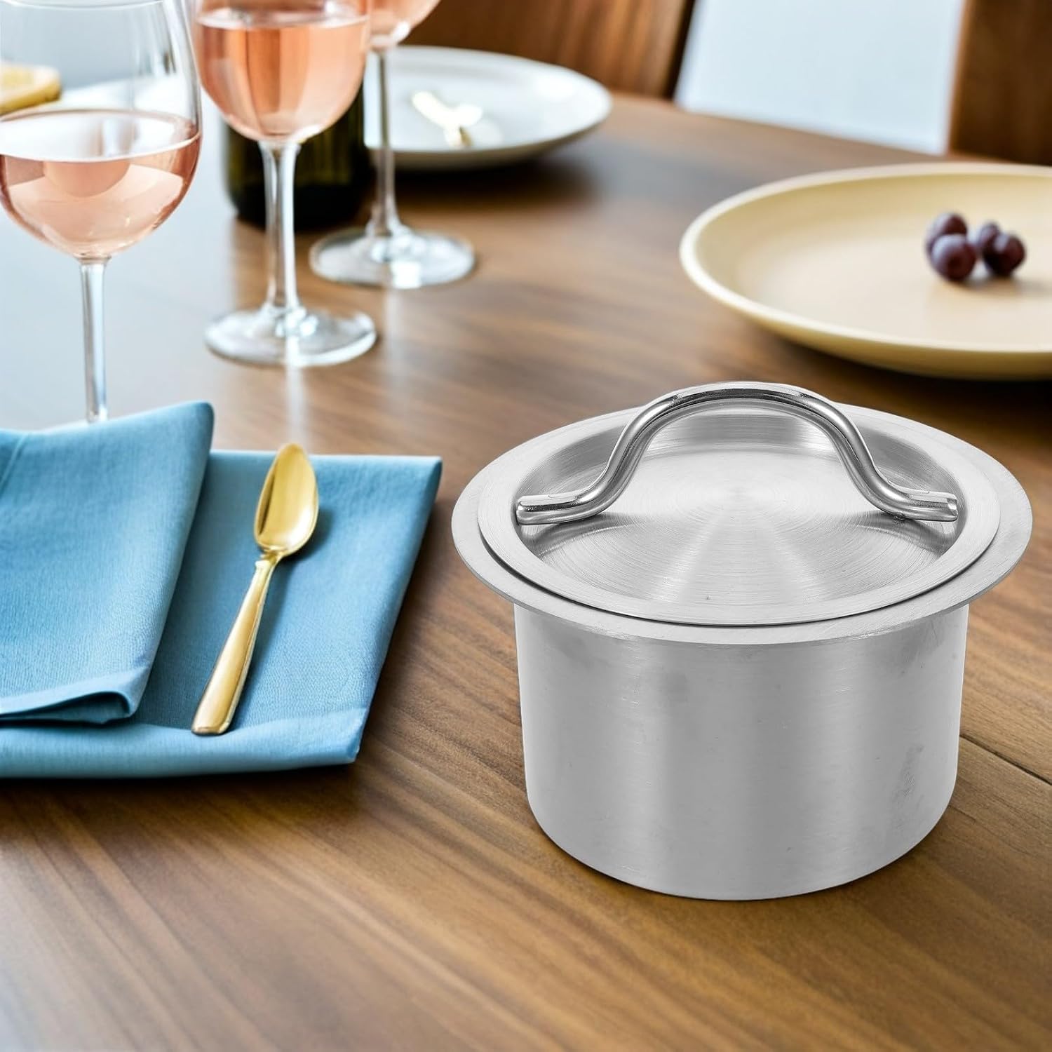 Countertop Waste Chute Lid Stainless Steel for Kitchen Food Prep Stations