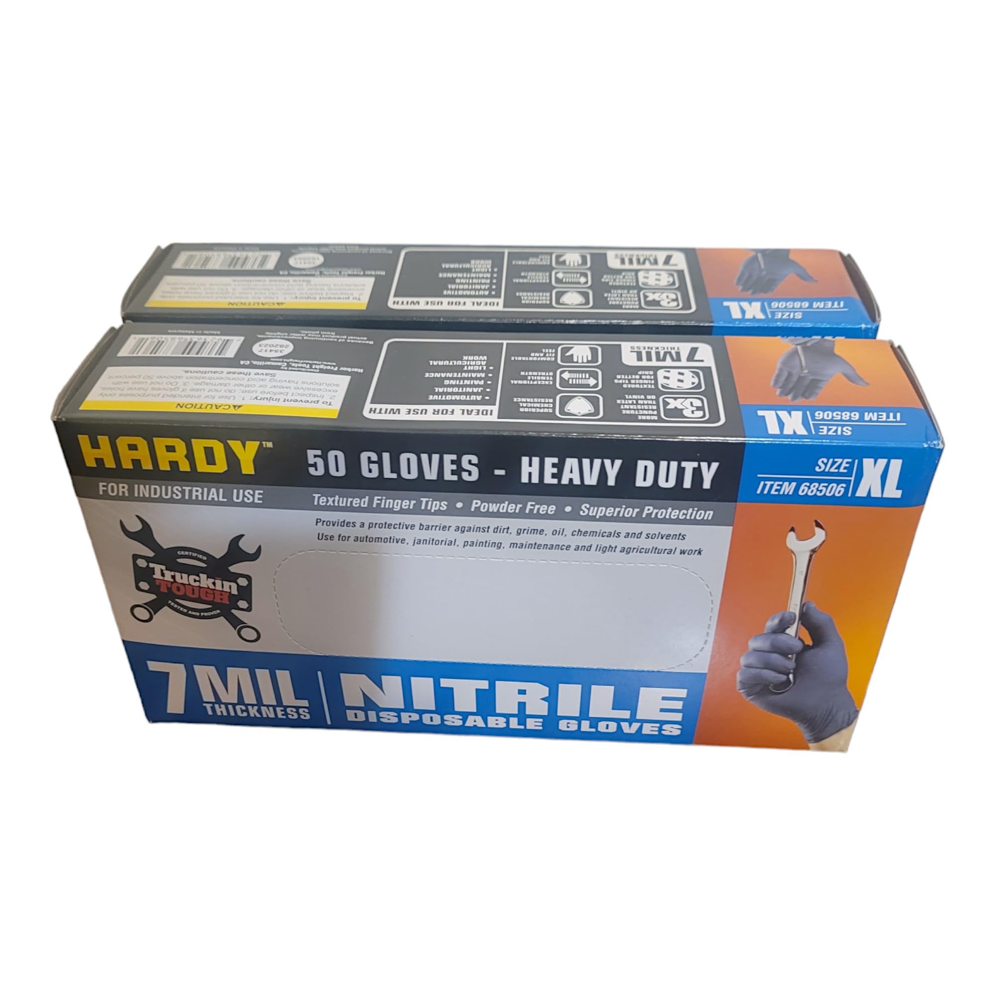 Hardy 7 mil Nitrile Powder Free Gloves 50 Pc (Extra Large) 2 BOXES