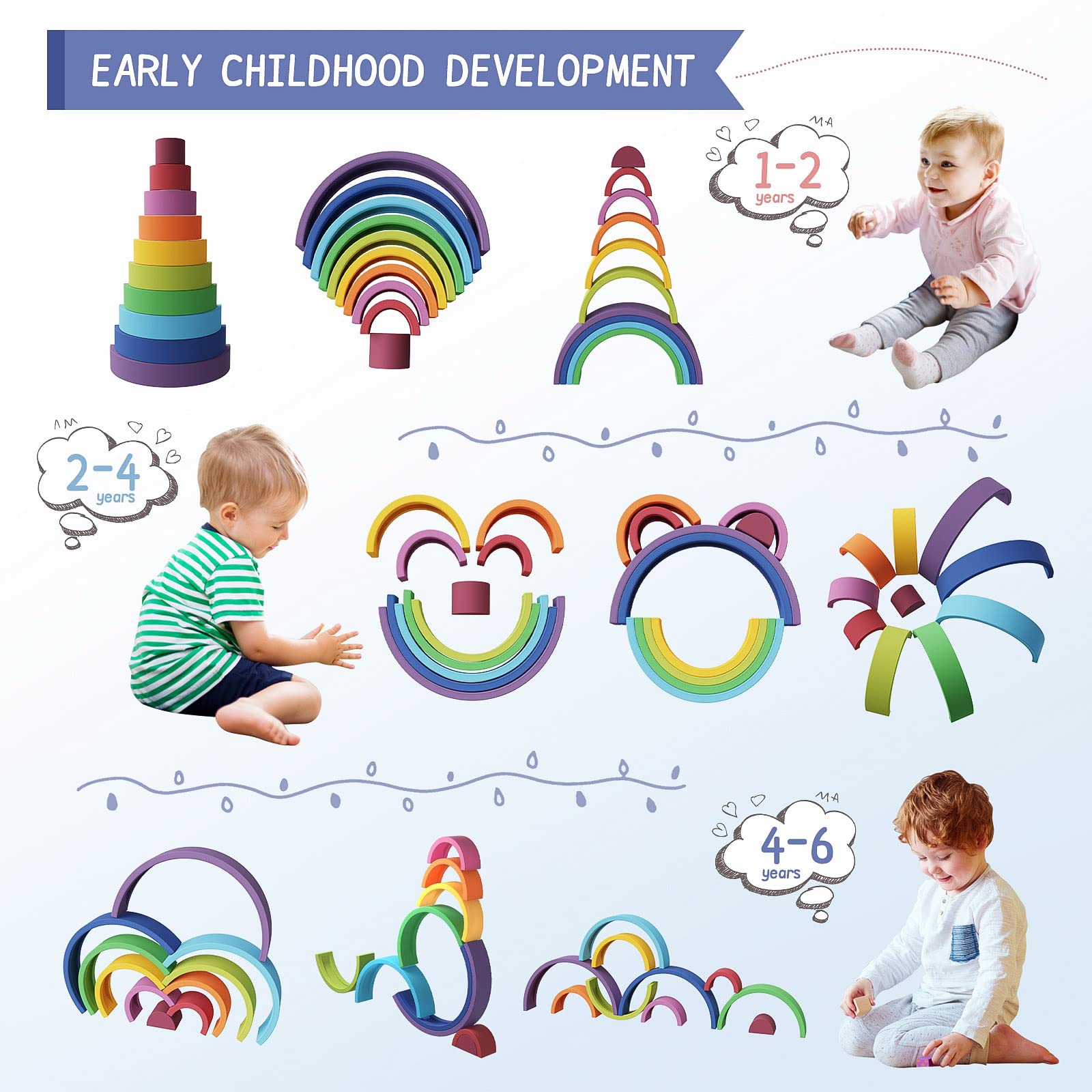 Snapklik.com : MCGMITT Rainbow Stacking Toy, Silicone Rainbow Stacker ...