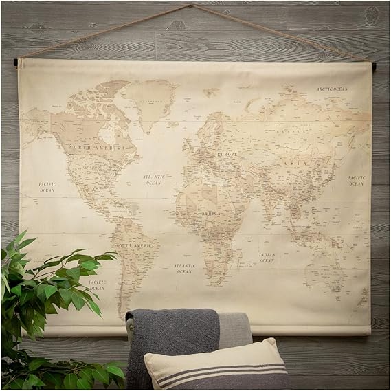 Hobby Lobby Vintage World Map Tapestry Wall Decor, Beige