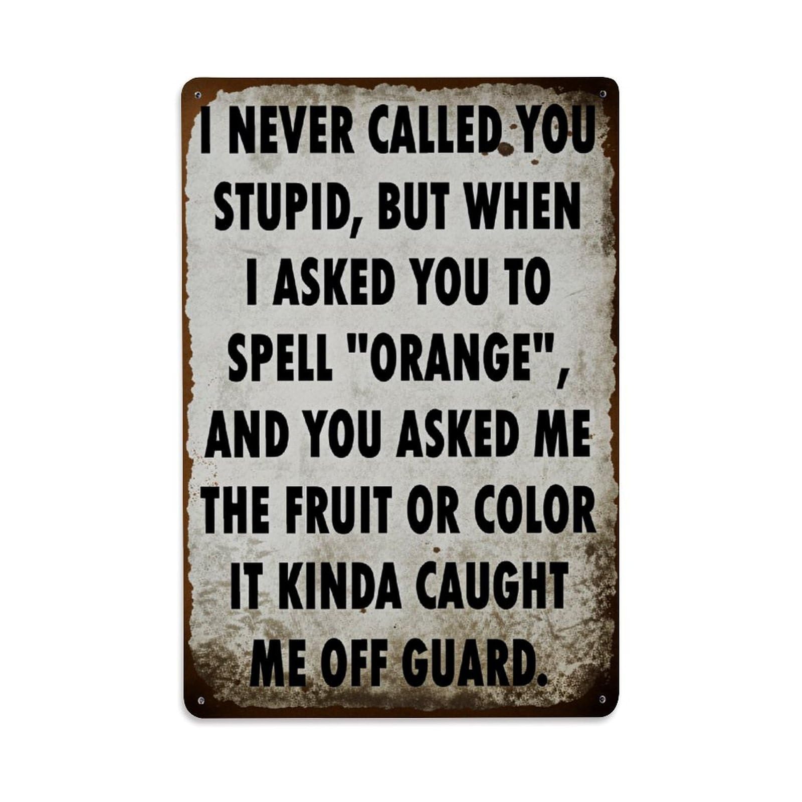 Jdfenggu Vintage I Never Called You Stupid But Retro Metal Tin Sign, Decor Art Poster For Bar, Home, Man Cave, Kitchen, Laundry Room Gift 8X12inch