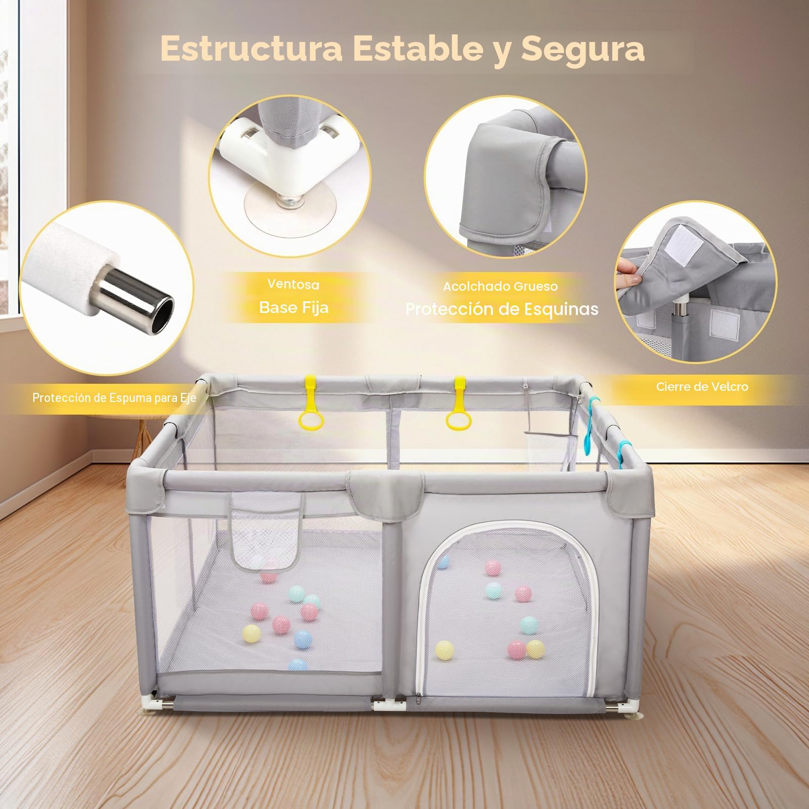 CHOLY Corralito para bebés y niños pequeños, corralito duradero