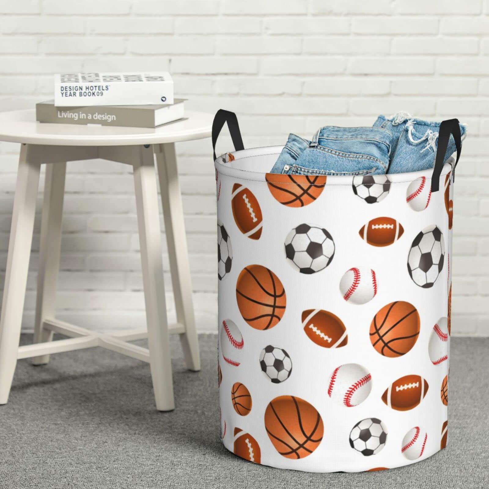 Basketball-Wäschekorb Faltbar – Aus Oxford-Stoff, 48 Cm Hoch, Mit Griff, Dekorativ