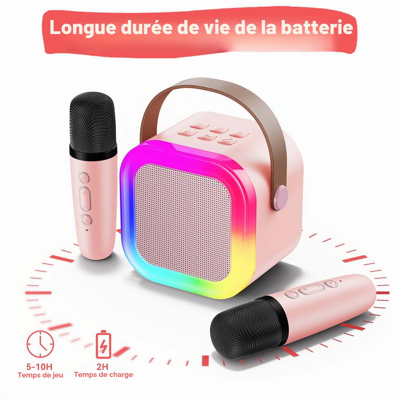 Fede Micro Karaoke Enfants avec 2 Micros sans Fil, Cadeau Fille 4-12 Ans Anniversaire Jouet Fille 3-12 Ans