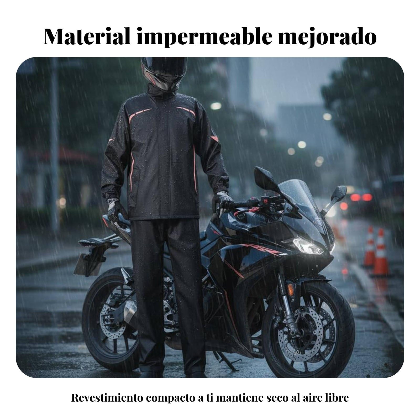 F Fityle Traje Impermeable Conjunto Chubasquero Pantalón Rainwear Equipo Lluvia Ventilación Interna y Refuerzo en Áreas Críticas para Mayor Durabilidad, M, P-oro Mejorado