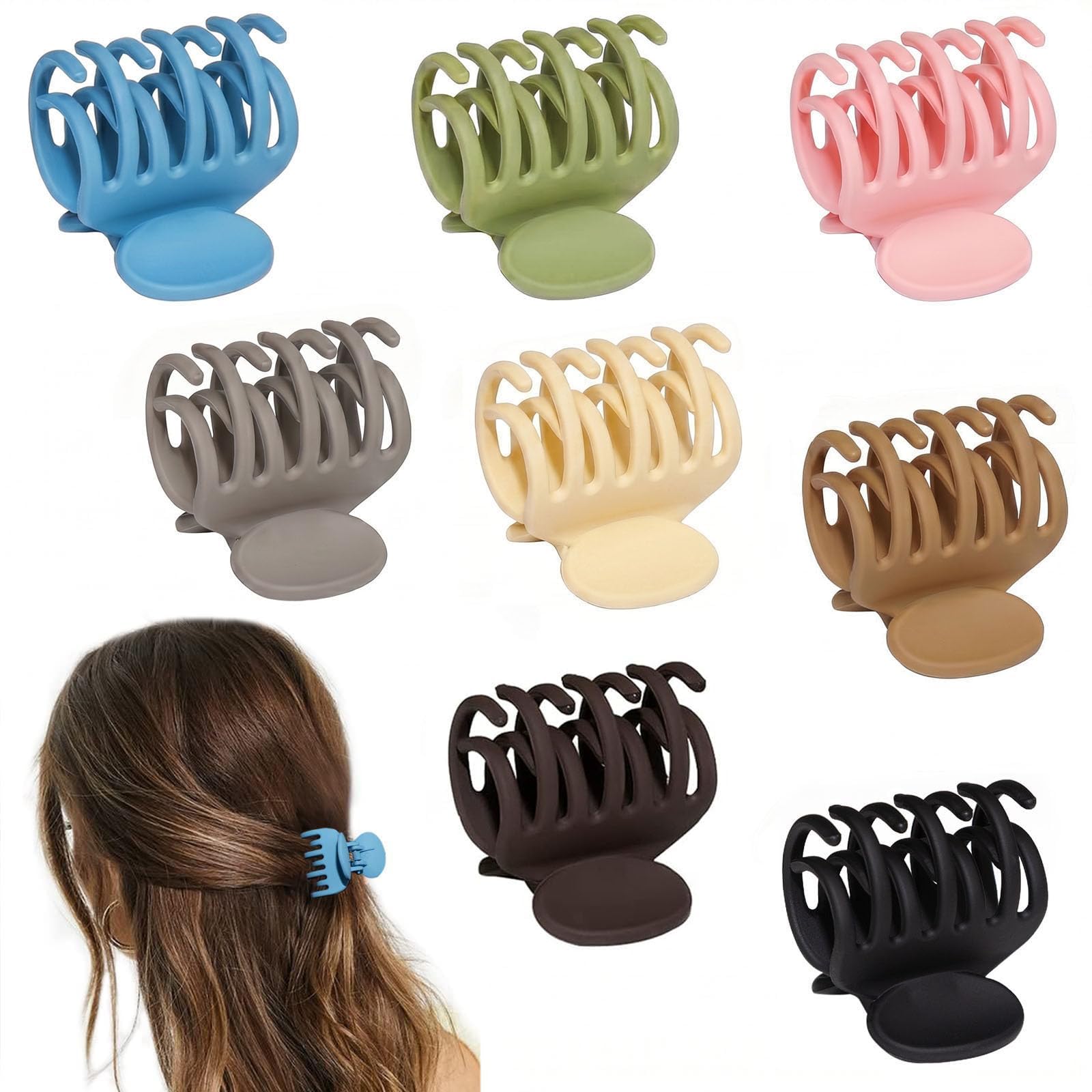 Matte Hair Clips for Women - Claw Clips with Secure Grip -8 Matte Hair Clips for Women - Claw Clips with Secure Grip -8