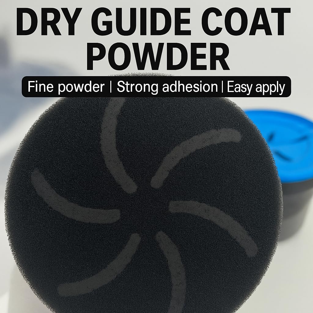Dry Guide Coat Powder for Automotive Sanding - 150g Black Finish Detection Powder with Applicator Pad, Ideal for Car Body Repair and Surface Imperfection Spotting