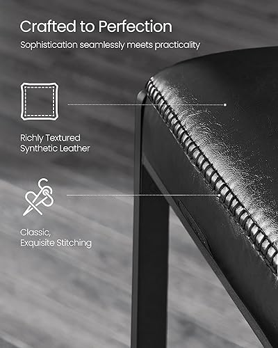 Miniatura 4 de VASAGLE Colección EKHO ULBC086B01 - Juego de 2 taburetes de bar, taburetes de encimera de cocina, cuero sintético con costuras, modernos de mediados