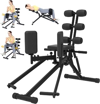 GuuG Hip Abductor Adductor Machine3 in 1 Inner and Outer Thigh Machine Back Stretch Compact Trainer Glute and Exercise Leg Equipment Home Gym Women