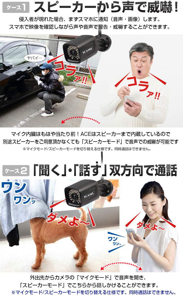 ICAMI 防犯カメラ CA-990C-R 1080P HD 屋外対応 Amazon.co.jp: ICAMI 防犯カメラ ワイヤレス HD 1080P WiFi 屋外
